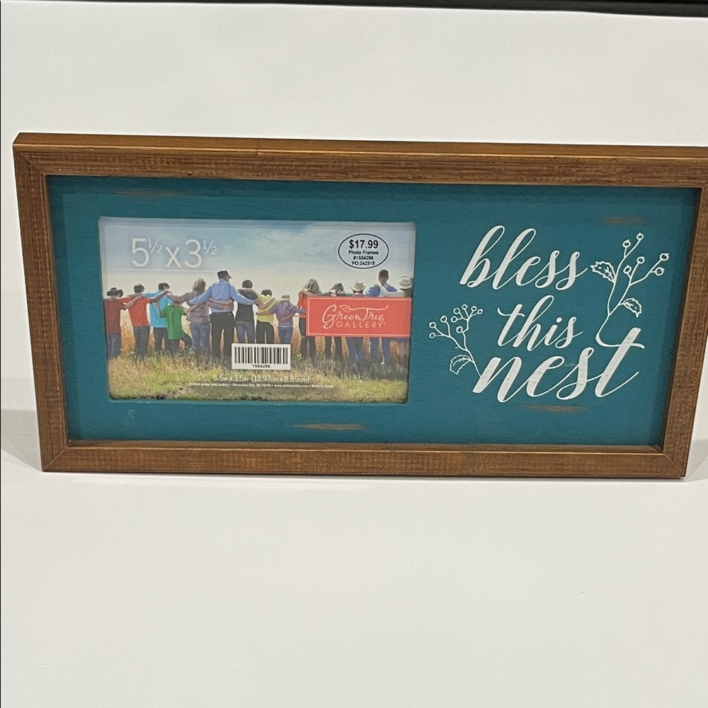 Bless This Nest Teal and Brown Photo Frame